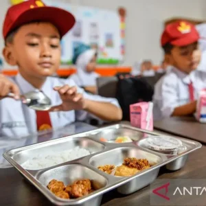 Ilustrasi anak makan MBG (Dok: Antara)